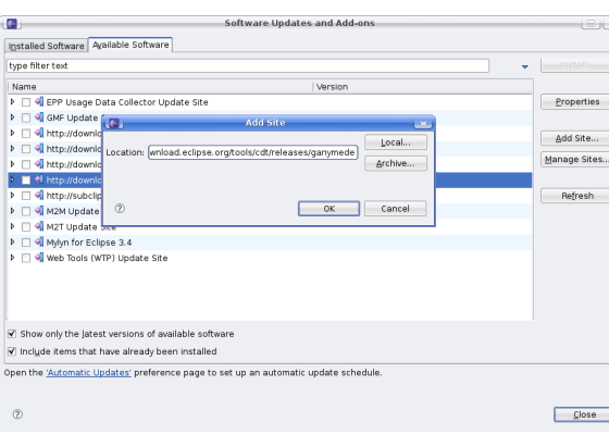 Screenshot: Add CDT Repository