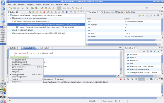Screenshot: C++ Projet Debugger